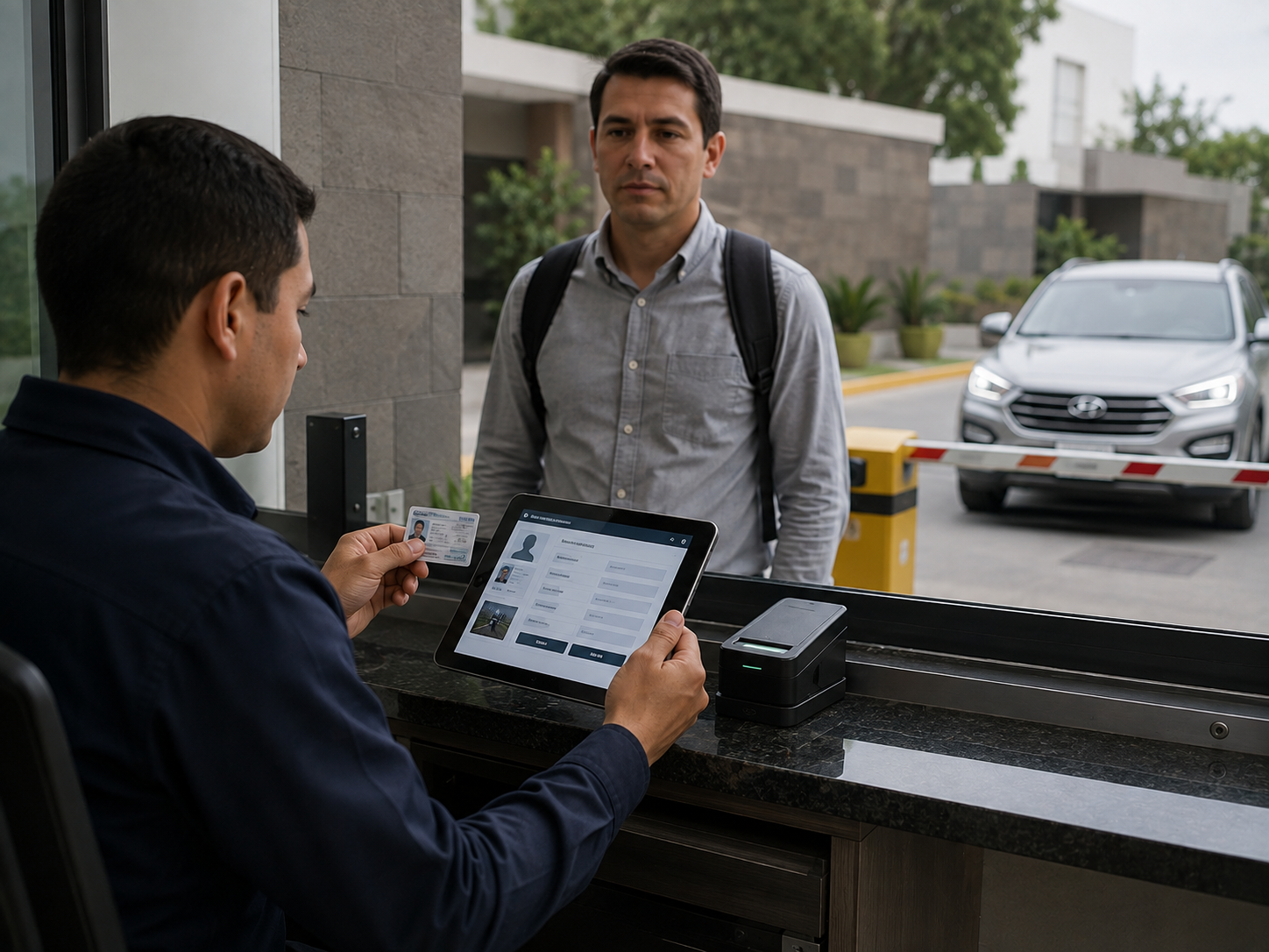 Operador gestionando visitantes, accesos y registros en una Bitácora Digital