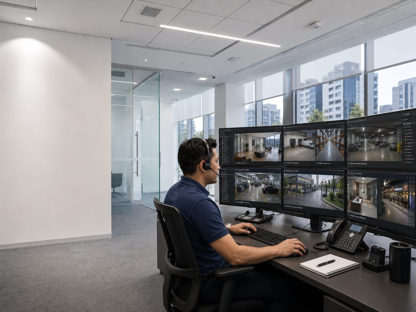 Centro profesional de monitoreo de seguridad las 24 horas
