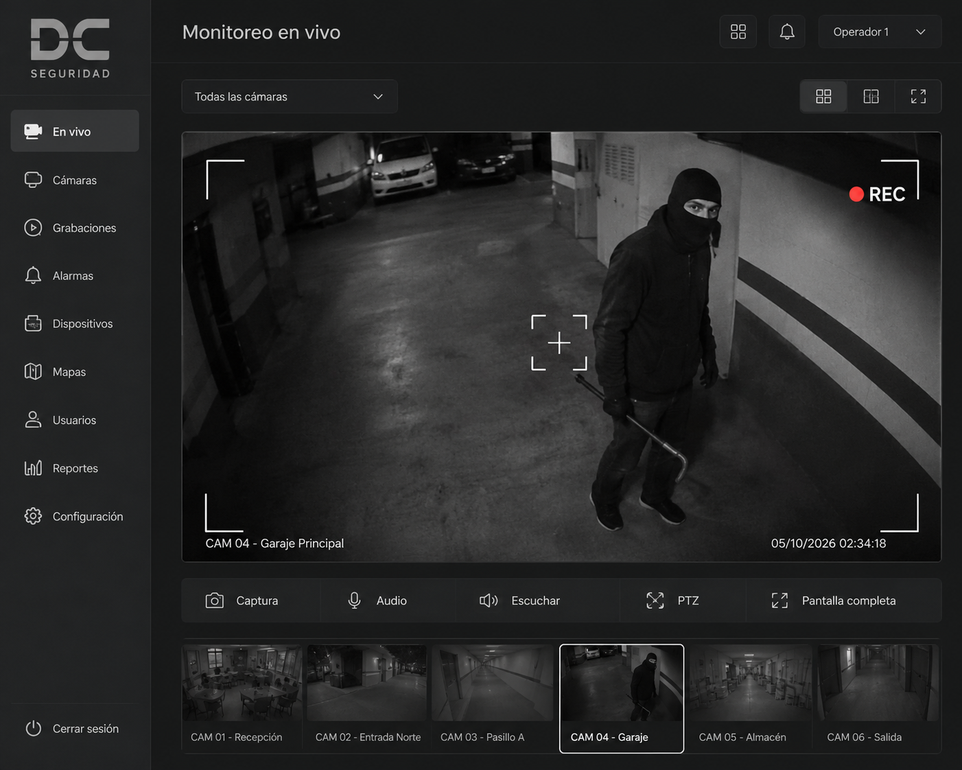 Plataforma de monitoreo de cámaras de seguridad en vivo