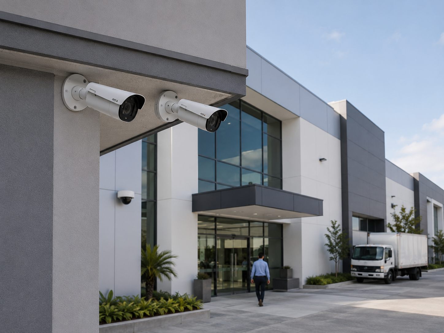 Sistema de cámaras CCTV instalado en un edificio comercial